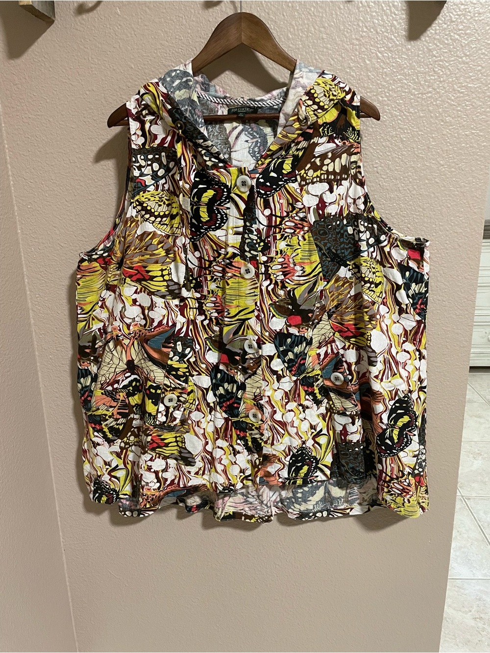 For Cynthia Metamorphis  Butterfly Psychedelic Linen Vest Jacket Hooded
